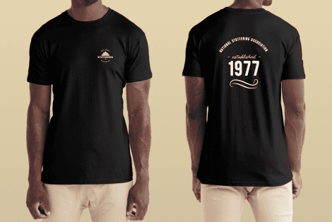 Front and back views of a man modeling an Iceberg Tee featuring a white logo on the front and "national gliding association - est. 1977" in white text on the back.