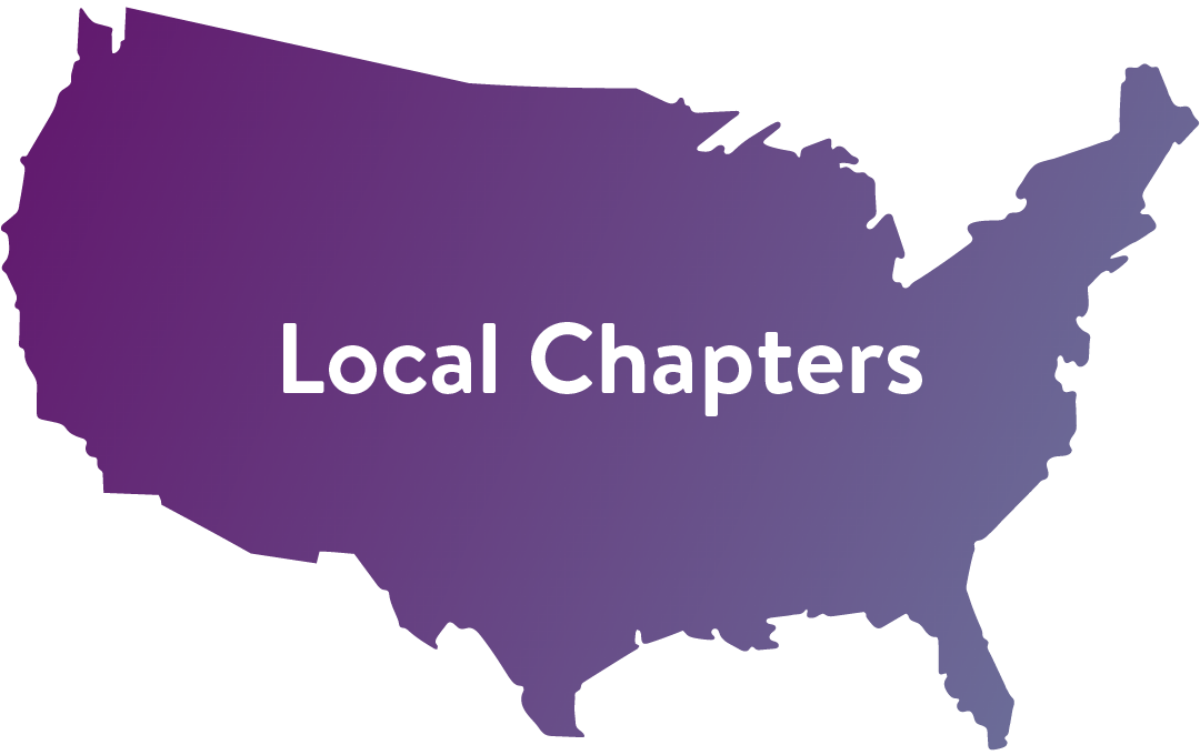 A gradient purple background displays the text "Local Chapters" in white, centered in the image. The background transitions smoothly from a darker shade of purple on the left to a lighter shade on the right.